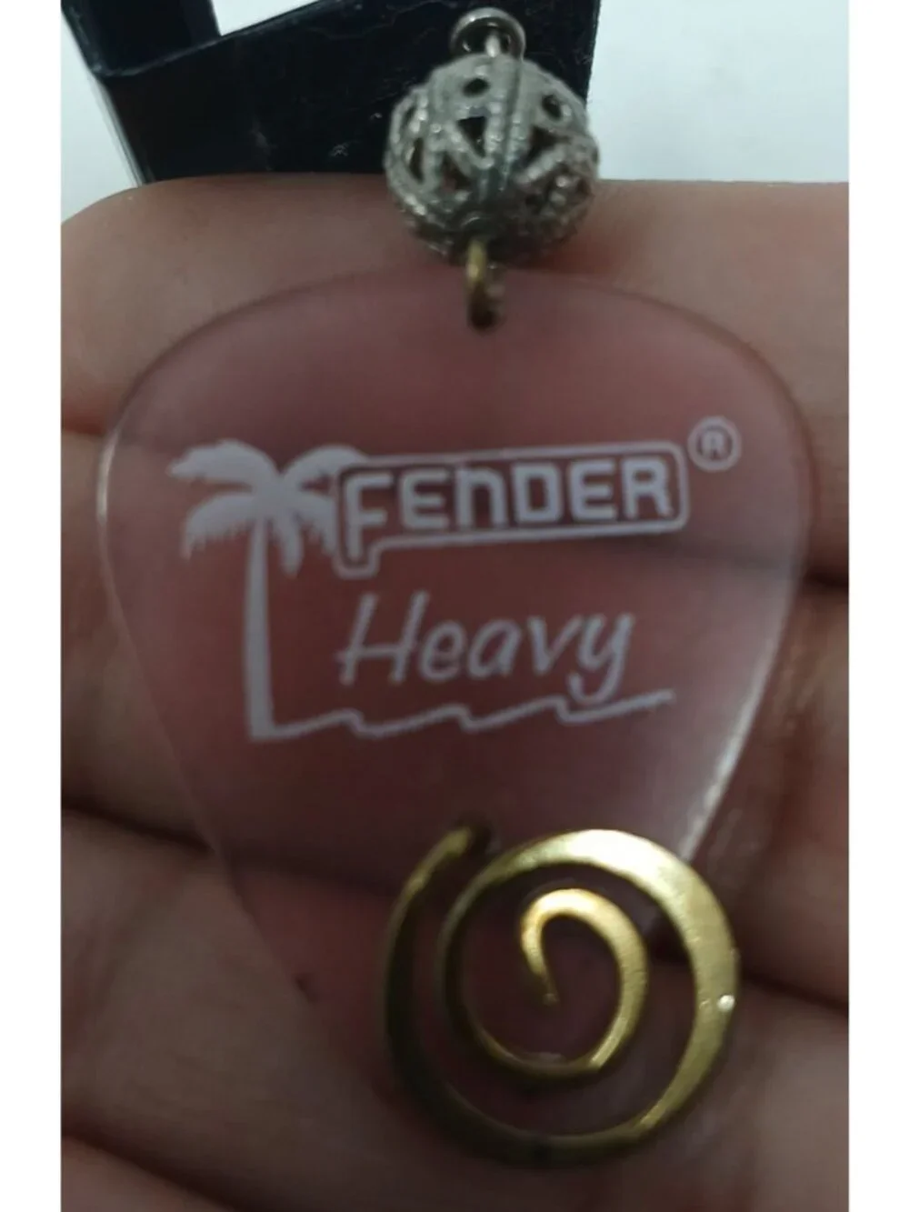 Fender Pink Heavy Guitar Pick Earrings SilverTone Bead Swirl Music Guitar #J1-Dp